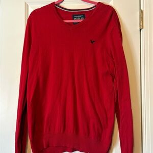 American Eagle Outfitters Men's V-Neck Sweater in Red